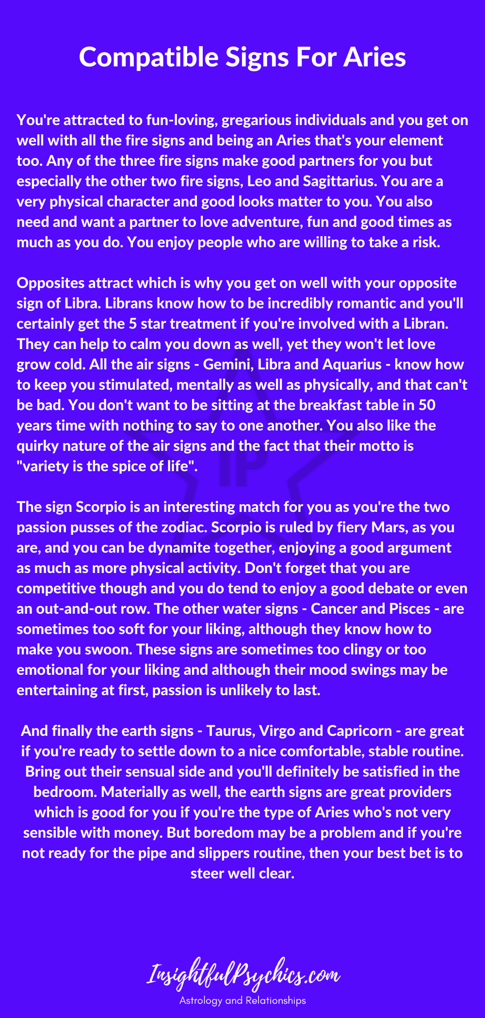 compatible signs for aries