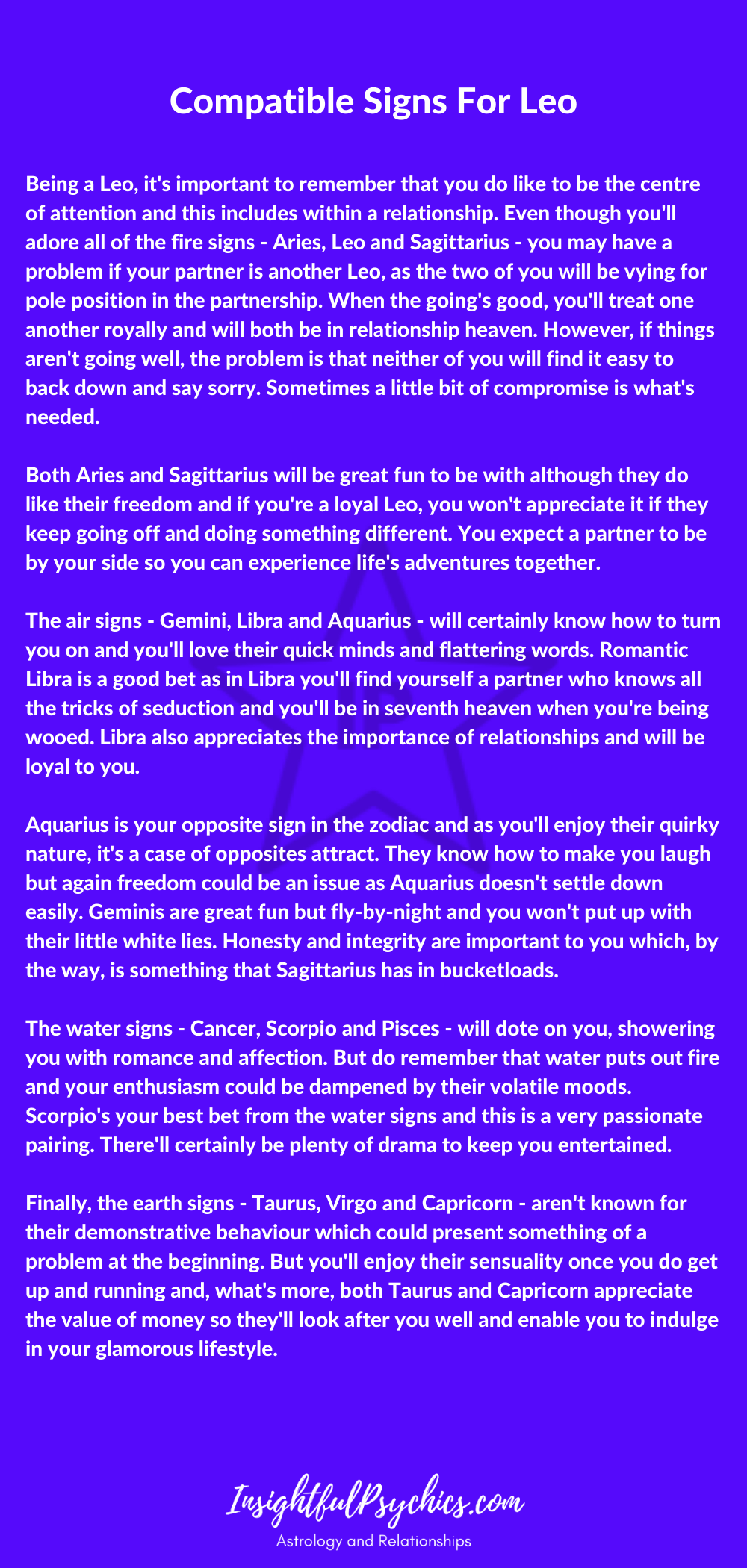 compatible signs for leo