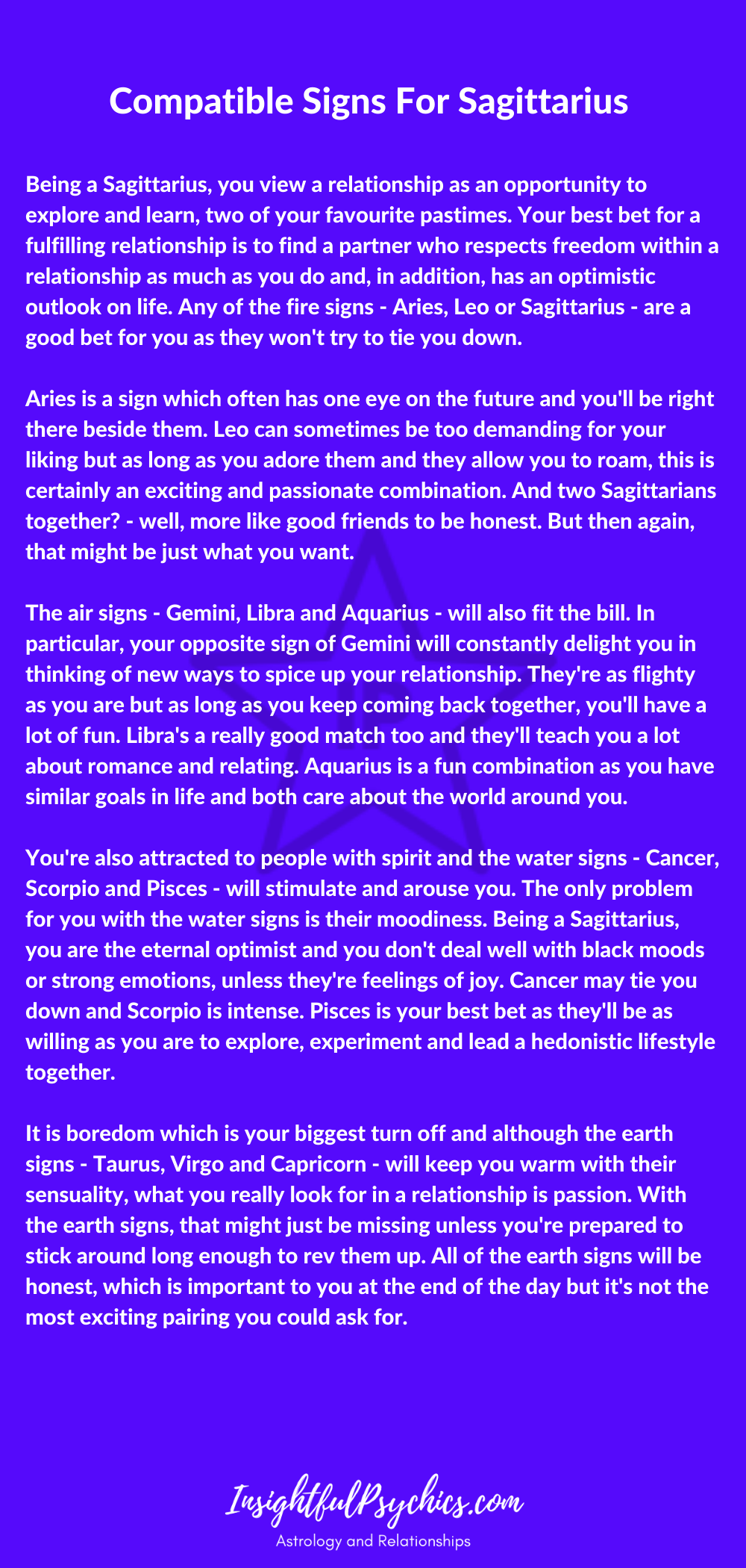 compatible signs for sagittarius
