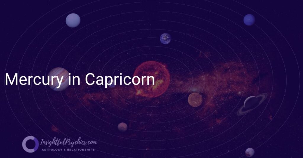 mercury in Capricorn - mercury in the cosmos in the image surrounded by the other panets.